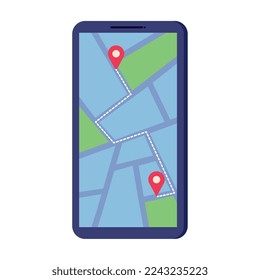 smartphone con icono de aplicación gps