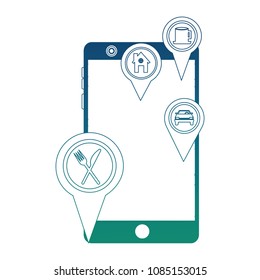 smartphone with gps application and important places