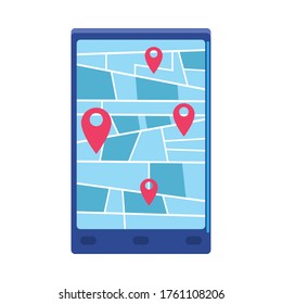 smartphone with gps application technology vector illustration design