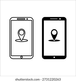 Smartphone GPS Navigation App Displayed on Perspective Mobile Device. Vector Illustration.
