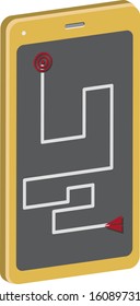 smartphone with gps navigation map application. vector isometric flat illustration. route building.