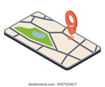 Smartphone Gps navigation map icon isometric. Automotive navigation system symbol, automobile controls element. Vector illustration 3D gps sign on white background