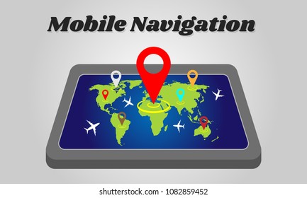 Smartphone GPS navigation with world map, Vector illustration EPS10.