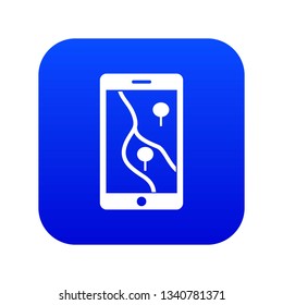 Smartphone with GPS navigator icon digital blue for any design isolated on white vector illustration