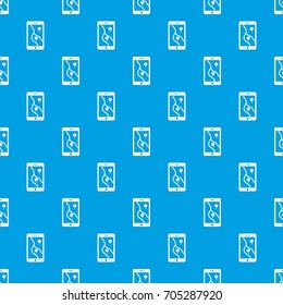 Smartphone with GPS navigator pattern repeat seamless in blue color for any design. Vector geometric illustration