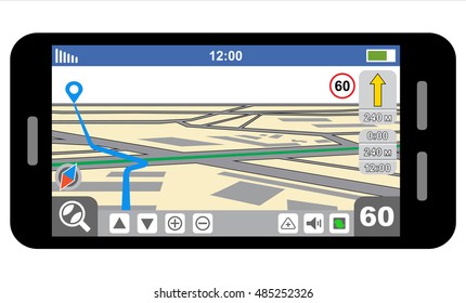 Smartphone with GPS navigator. Vector