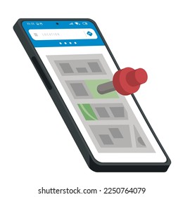 smartphone con icono de pin gps