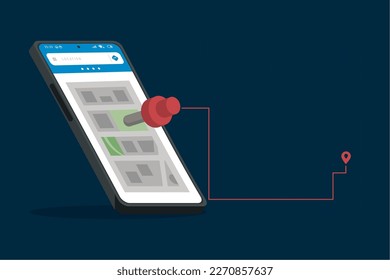 smartphone with gps route app icon