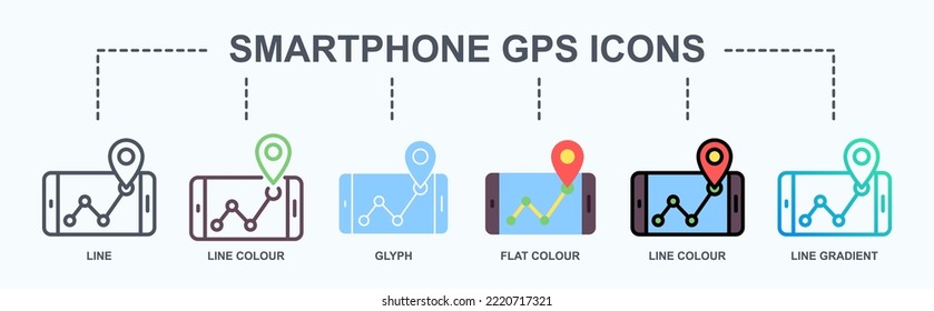 Smartphone GPS vector icons. Interface map location sign symbol. Direction design concept.