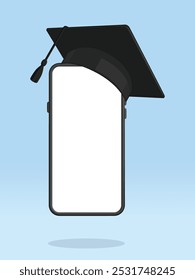 Smartphone Graduation Cap Slanting Sideways Mortarboard