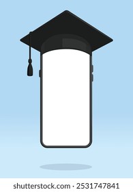 Smartphone Graduation Cap Wearing Educational Achievement