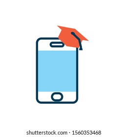 smartphone with graduation hat icon vector illustration design