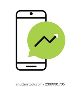 smartphone graph flat icon vector illustration