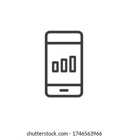 Smartphone with graph icon on white background
