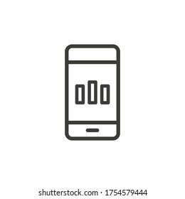 Smartphone with graph icon on white background.