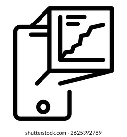 Smartphone graph icon outline vector. App data. Phone template