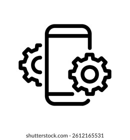 Smartphone graphic with cogs representing configuration or application preferences