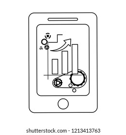 Smartphone with graphs in black and white
