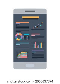 smartphone with graphs over white