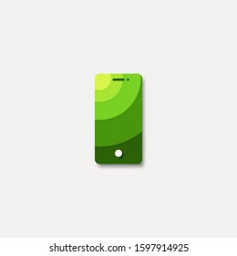 Smartphone green colored material design vector icon / settings menu / shop product thumbnail