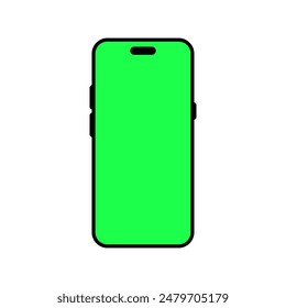 Smartphone con icono de pantalla verde. Vector de maqueta del teléfono. Ilustración de publicidad multimedia