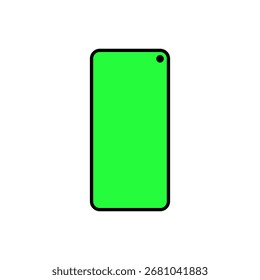 Smartphone with green screen vector illustration. phone device mockup for design and editing. ui app demonstration mockup