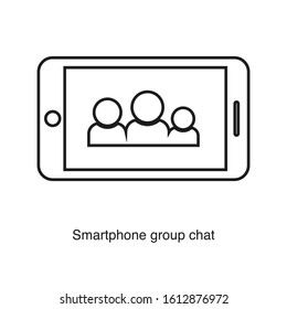 Smartphone group chat icon vector on white background. Black icon illustration