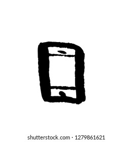 Smartphone grunge icon. Vector handdrawn phone illustration.