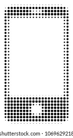 Smartphone halftone vector icon. Illustration style is dotted iconic Smartphone icon symbol on a white background. Halftone texture is round points.