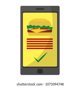 smartphone with hamburger online order technology
