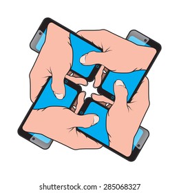 Smartphone in Hand from another Smartphone