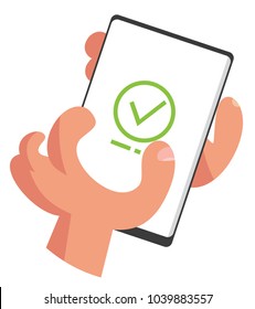 smartphone in hand cartoon vector