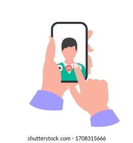 Smartphone in hand concept. Video call