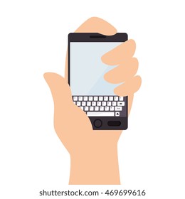 smartphone hand finger screen mobile phone  technology buttons keyboard portable display vector  isolated and flat illustration