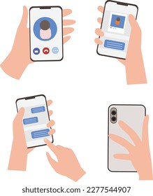 Smartphone and hand holding a smartphone