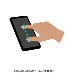 Smartphone in hand. Smartphone icon on white background illustration. Touch screen hand gestures. hands hold smartphones with empty screens phone concept. Modern Handphone Symbol. Touch screen gesture
