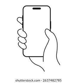 Smartphone in hand icon vector. Taking Selfie with a smartphone, Simple icon of a hand operating a smartphone. Business web site design vector illustration.