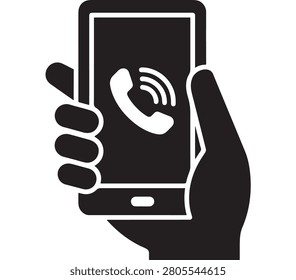Smartphone with Hand Icon and Wireless Call Signal Symbol for Mobile Communication Concept Design Featuring Phone, Connectivity, Wi‑fi with Lte