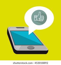 smartphone and hand isolated icon design, vector illustration  graphic 