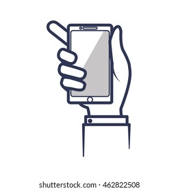 smartphone hand mobile gadget technology icon. Isolated and flat illustration. Vector graphic
