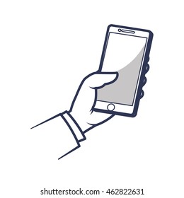 smartphone hand mobile gadget technology icon. Isolated and flat illustration. Vector graphic