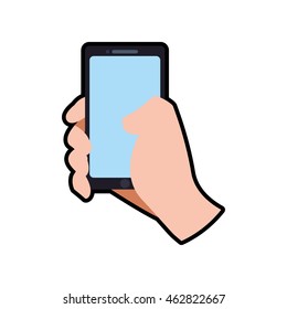 smartphone hand mobile gadget technology icon. Isolated and flat illustration. Vector graphic