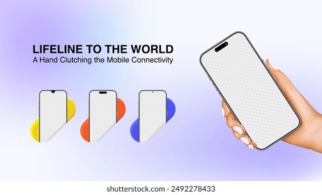 Smartphone in Hand Mockup. Perfect for Website Banners, Social Media Ads, Print Ads, Promotion Leaflets, Brochures, and Flyers. Vector Illustration.