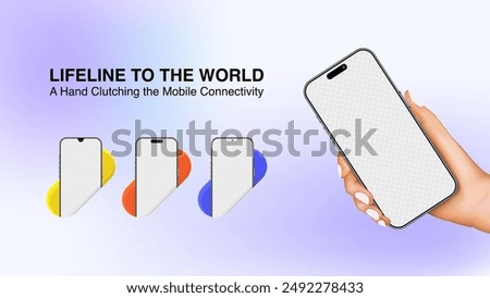 Smartphone in Hand Mockup. Perfect for Website Banners, Social Media Ads, Print Ads, Promotion Leaflets, Brochures, and Flyers. Vector Illustration.