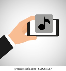 smartphone in hand with music note vector illustration eps 10