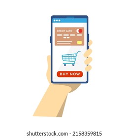 smartphone in hand online shopping icon