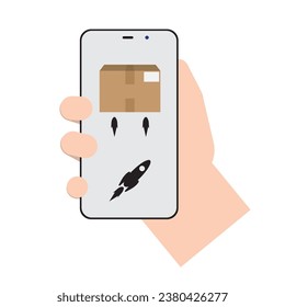 Smartphone with hand. Online store in smartphone.