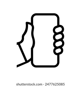 Smartphone In Hand Outline Icon Vector