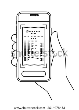 Smartphone in hand, scanning receipt, variable line width