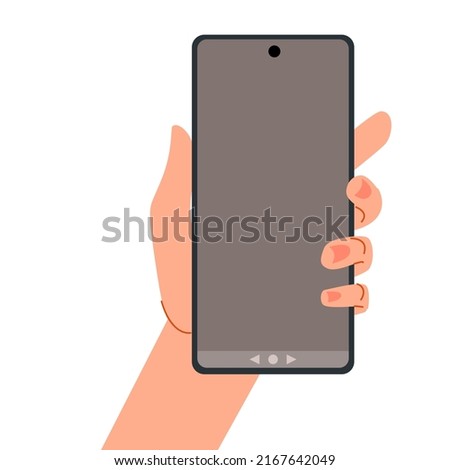 Smartphone in hand with the screen off.